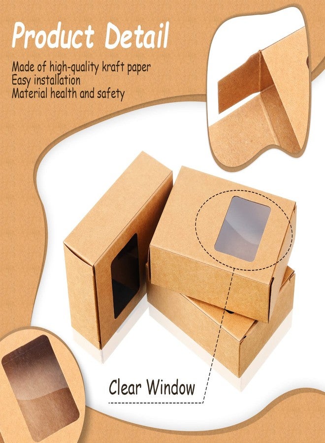 Spakon 30 Pcs Soap Boxes for Homemade Soap Packaging Mini Kraft Paper Box with Window 3.5 x 2.6 x 1.2 Inch Rectangle Gift Box for Bakery Candy Packaging Birthday Christmas Party (Brown) - Image 3